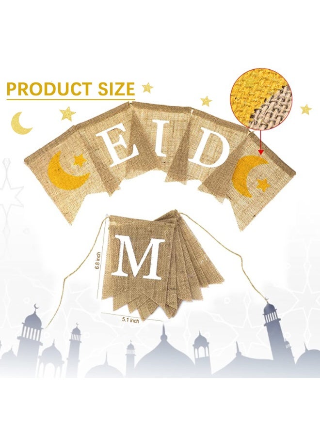 Chielor Eid Mubarak Banner for Ramadan Decorations, Ramadan Kareem Decorations Banner with Moon and Star, Ramadan Party Decor Supplies for Home Muslim Festival - Image 3