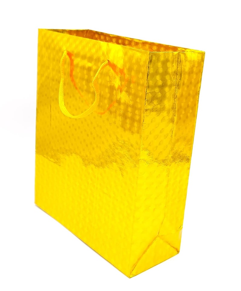 Gold Leaf GOLD LEAF Glitter Paper Bags 12Pcs With Handles,Reusable Iridescent Gift Bags for Gift Giving, Baby Shower Gift Bags,Christmas, Party Wrapping Solution(18 x 7.5 x 22 Cm)(Gol)  - Image 3
