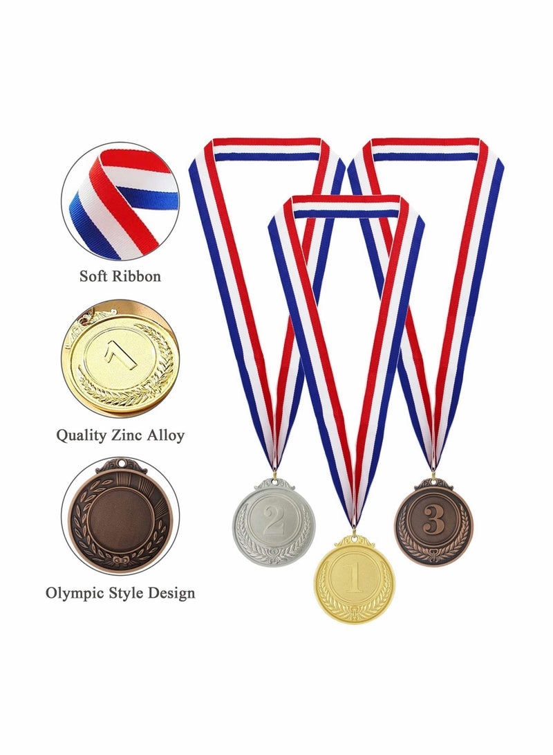 12 Metal Medals for Kids & Adults, Gold, Silver, Bronze Winner Medals for Sports Day, Gymnastics, Parties & Competitions - Image 3