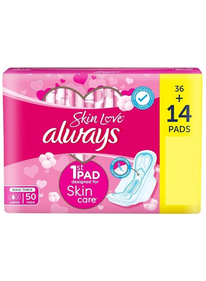 Always Skin Love 50 Large Maxi Thick Pads - Image 1