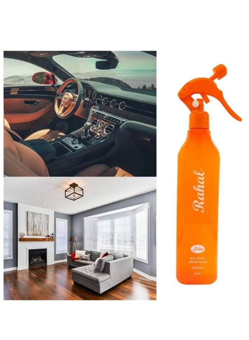 Rahal Air Freshener Orange Scent 400ml - Refreshing scent for use in the home, office and car - Long-lasting freshness - Image 1