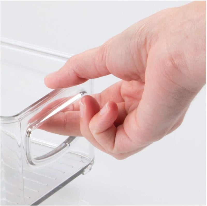 NICOYA NICOYA Plastic Stackable Small Organizing Bin Kitchen Pantry Cabinet Refrigerator Freezer Food Organization Storage Bins with Handles Drawer Container Organizer for Yogurt Pouches 2 Pack Clear - Image 5