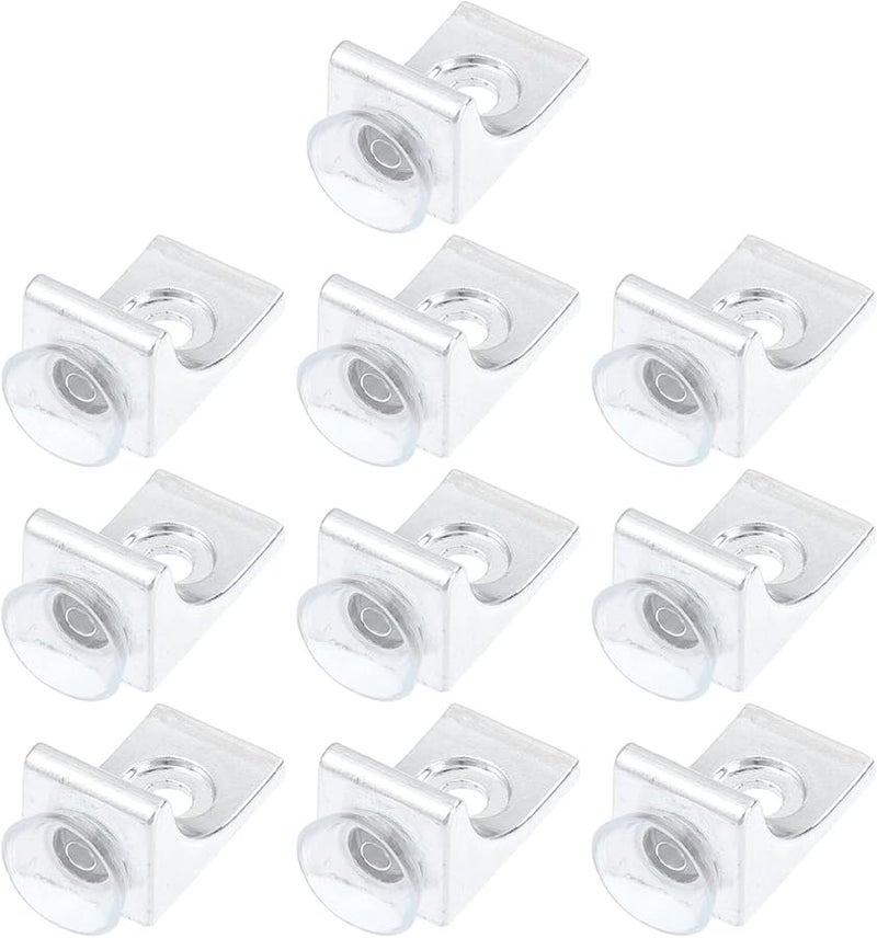 Tehaux Zinc Alloy Corner Shelf Brackets 10Pcs with Suction Cups for Wall Mounted Glass Shelves - Image 1