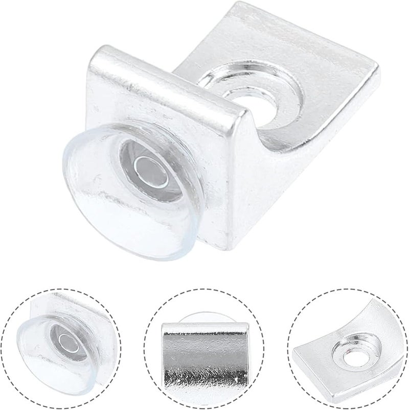 Tehaux Zinc Alloy Corner Shelf Brackets 10Pcs with Suction Cups for Wall Mounted Glass Shelves - Image 4