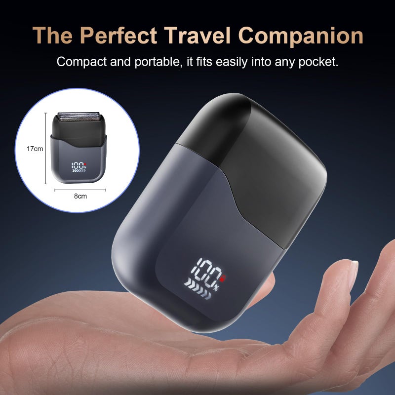MuliVid Electric Foil Shaver for Men:Triple Floating Blade Electric Razor for Face & Beard - IPX7 Waterproof Cordless Shaver with LED Display, USB-C Fast Charge & Travel Lock - Home & Travel Grooming Kit - Image 5