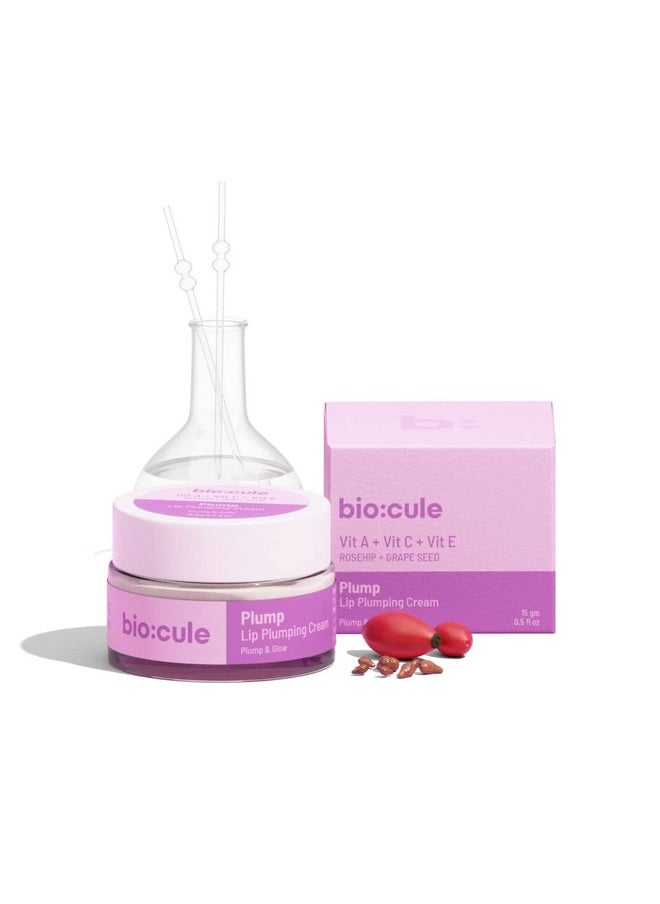 Biocule Plump Lip Plumping Cream For Soft Plump & Glowing Lips ; With Vitamin A Vitamin C & Vitamin E From Rosehip & Grapeseed ; For Men & Women ; 100% Natural 15G  - Image 1