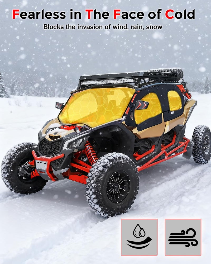 StarknightMT X3 MAX Cab Enclosure Upper Doors, Upgrade Zipper Vent 4-Seat Soft Side Window Compatible With Can Am 2017-2025 Maverick X3 MAX X Turbo R DS RS RR MR, Work with Roof Windshield Mirror - Image 2