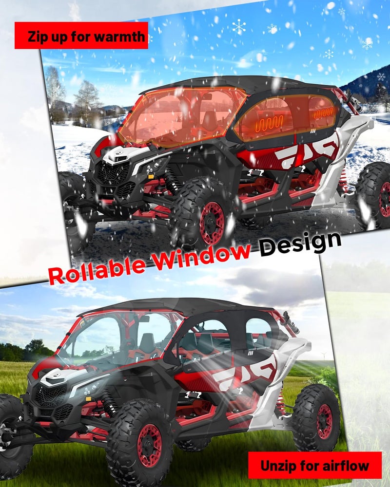 StarknightMT X3 MAX Cab Enclosure Upper Doors, Upgrade Zipper Vent 4-Seat Soft Side Window Compatible With Can Am 2017-2025 Maverick X3 MAX X Turbo R DS RS RR MR, Work with Roof Windshield Mirror - Image 3