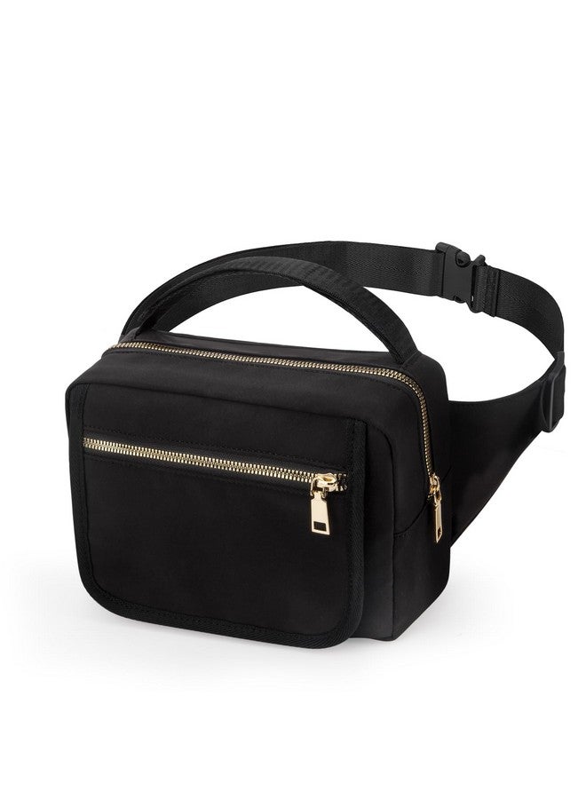printe Small Diaper Bag with Portable Changing Pad, Crossbody Fanny Pack with Wipes Pocket for Stroller, Women Waist Bag for Travel, Black Large - Image 1