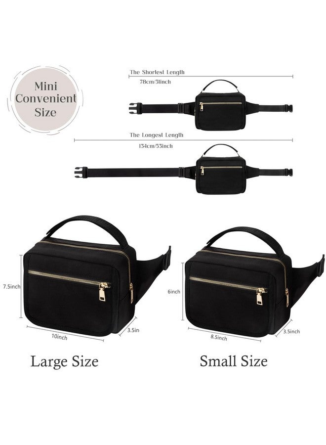 printe Small Diaper Bag with Portable Changing Pad, Crossbody Fanny Pack with Wipes Pocket for Stroller, Women Waist Bag for Travel, Black Large - Image 4