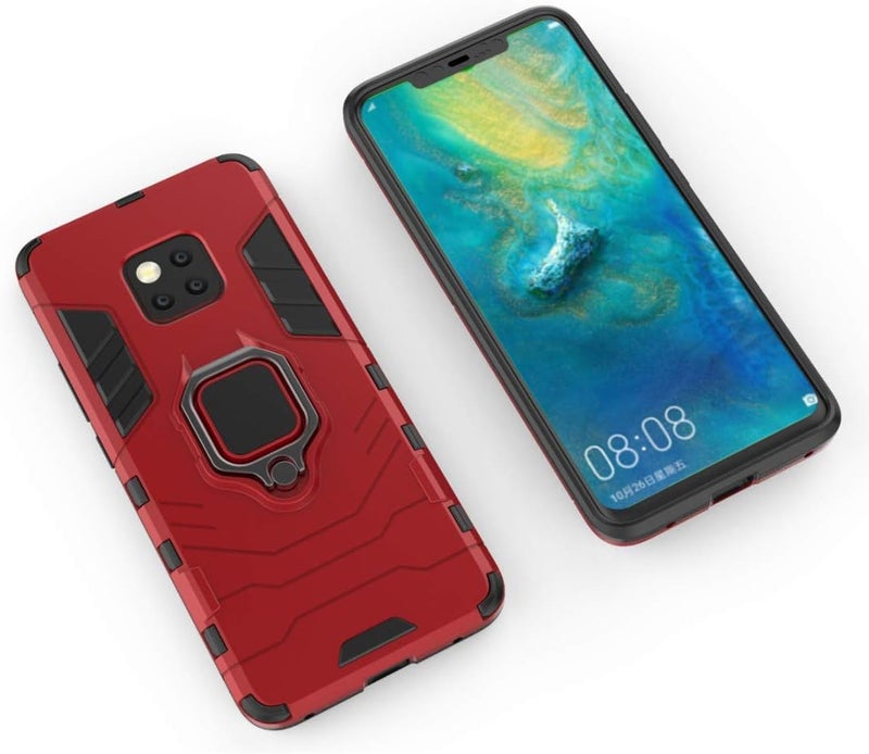 MaiJin Medium weight Compatible with Huawei Mate20 Pro, Case Metal Ring Grip Kickstand Shockproof Hard Bumper (Works with Magnetic Car Mount) Dual Layer Rugged Cover for Huawei Mate 20 Pro (Red) Economical varied design options - Image 3