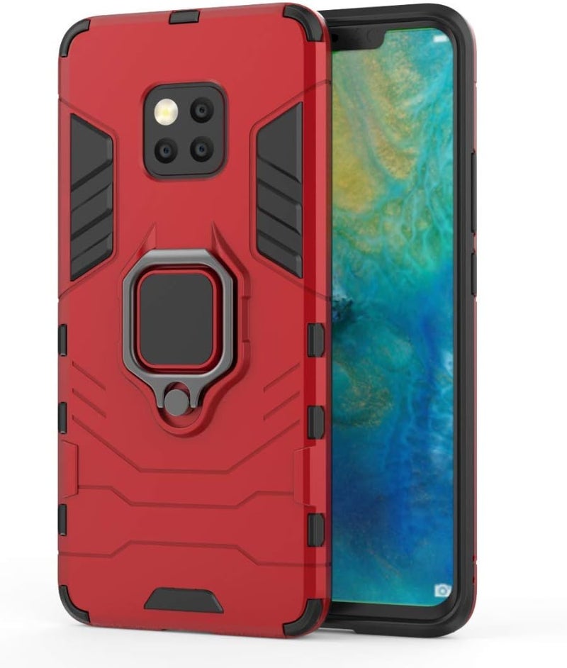 MaiJin Medium weight Compatible with Huawei Mate20 Pro, Case Metal Ring Grip Kickstand Shockproof Hard Bumper (Works with Magnetic Car Mount) Dual Layer Rugged Cover for Huawei Mate 20 Pro (Red) Economical varied design options - Image 5