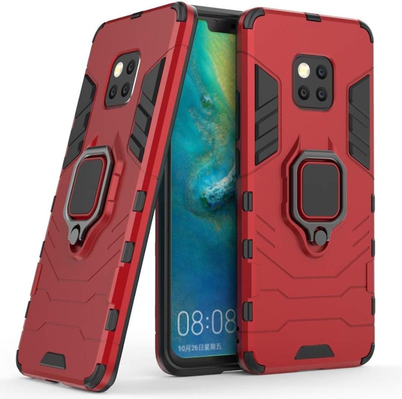 MaiJin Medium weight Compatible with Huawei Mate20 Pro, Case Metal Ring Grip Kickstand Shockproof Hard Bumper (Works with Magnetic Car Mount) Dual Layer Rugged Cover for Huawei Mate 20 Pro (Red) Economical varied design options - Image 1
