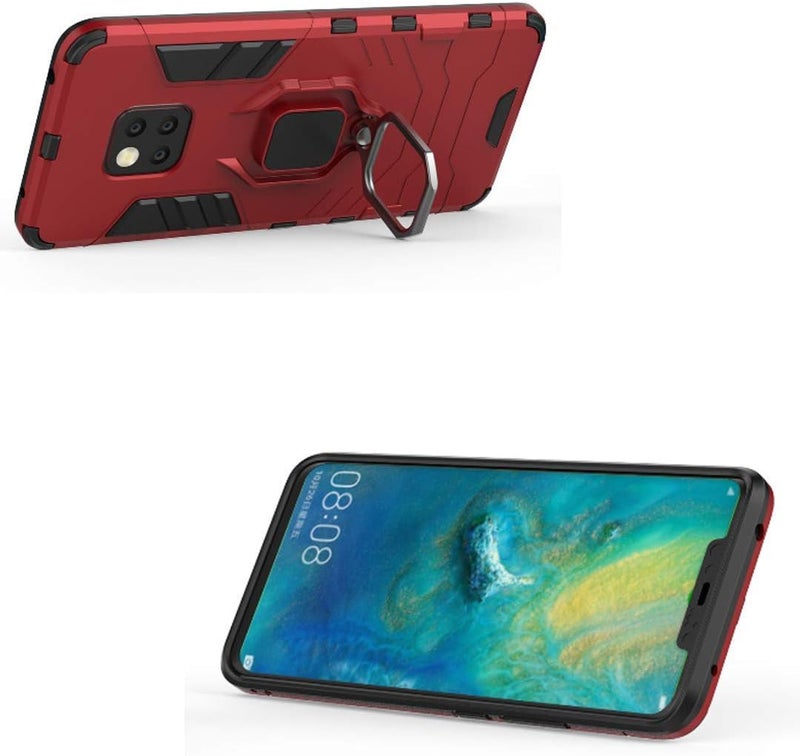 MaiJin Medium weight Compatible with Huawei Mate20 Pro, Case Metal Ring Grip Kickstand Shockproof Hard Bumper (Works with Magnetic Car Mount) Dual Layer Rugged Cover for Huawei Mate 20 Pro (Red) Economical varied design options - Image 2