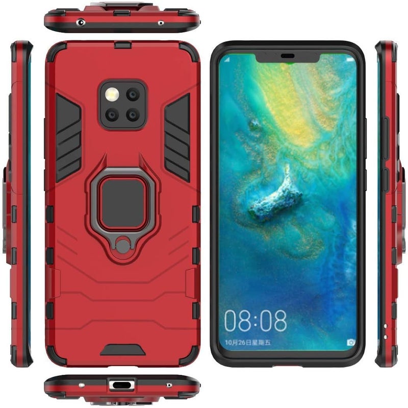 MaiJin Medium weight Compatible with Huawei Mate20 Pro, Case Metal Ring Grip Kickstand Shockproof Hard Bumper (Works with Magnetic Car Mount) Dual Layer Rugged Cover for Huawei Mate 20 Pro (Red) Economical varied design options - Image 4