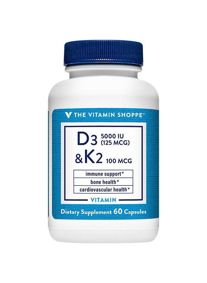 The Vitamin Shoppe فيتامين د3 وك2 - دعم المناعة وصحة العظام - 5,000 وحدة دولية (60 كبسولة) - Image 2