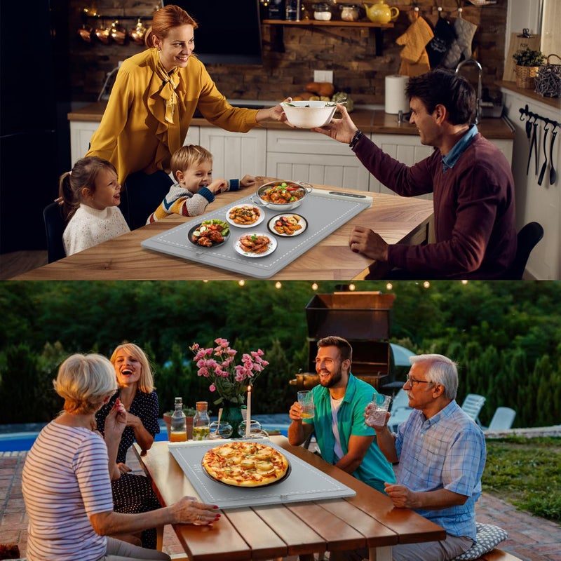 FYY Warming Mat for Food - Rapid and Full Surface Heating, 6 Temp Settings, 6H Timer, Rollable Portable Food Warming Mat, Ideal for Gatherings, Parties, Keep Meal Warm (X Large Size, Gray) - Image 5