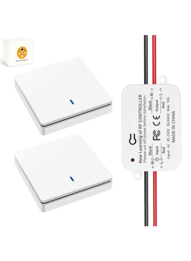 Wireless Light Switch Remote Control Switch Kit with Receiver Stable RF433 Signal 30m Range No Wiring Needed for Home Bedroom Bathroom Fan Ceiling Light - Image 1