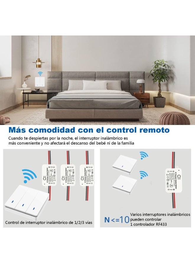Wireless Light Switch Remote Control Switch Kit with Receiver Stable RF433 Signal 30m Range No Wiring Needed for Home Bedroom Bathroom Fan Ceiling Light - Image 5