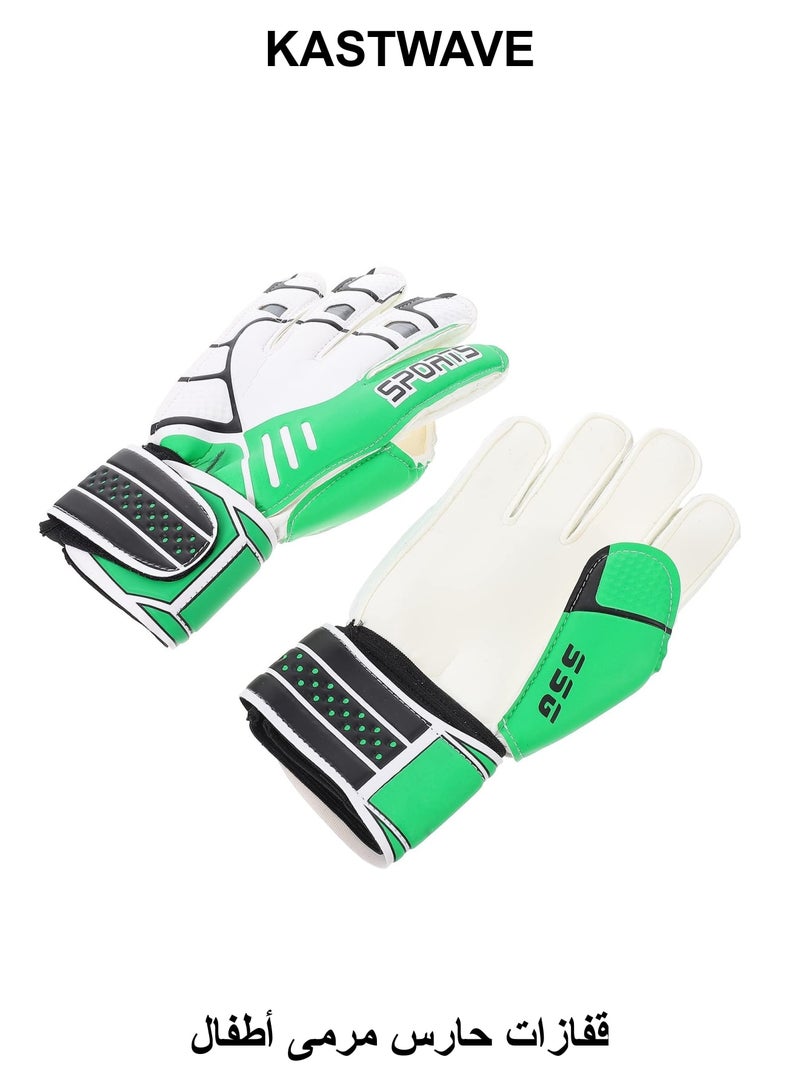 KASTWAVE Children Football Gloves, Kids Youth Football Soccer Goalkeeper Goalie Training Gloves Gear with Strong Grips Palms, Soccer Goalie Goalkeeper Gloves for Kids Boys Children (6# Green) - Image 1