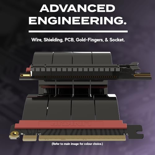 LINKUP كابل ريسير LINKUP PCIE 5.0 | لتركيب GPU عمودي | زاوية صحيحة | جاهز لبطاقة الرسوميات GPU | قابل للاستخدام مع PCIe 4.0 و RX9070/ RTX5090 | 25 سم (الطول الكلي: 29 سم) - Image 3
