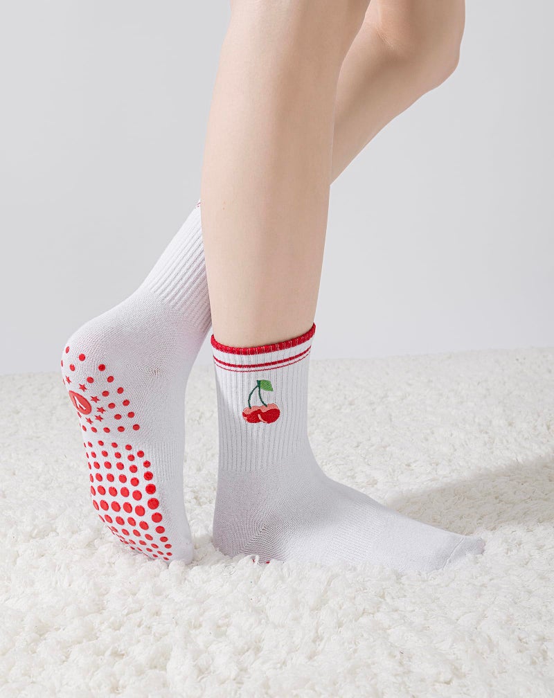 Yawlsow Pilates Grip Socks for Women Yoga Grippy Socks Cute Barre Non Skid Athletic Crew Sticky Sock Workout Hospital - Image 2