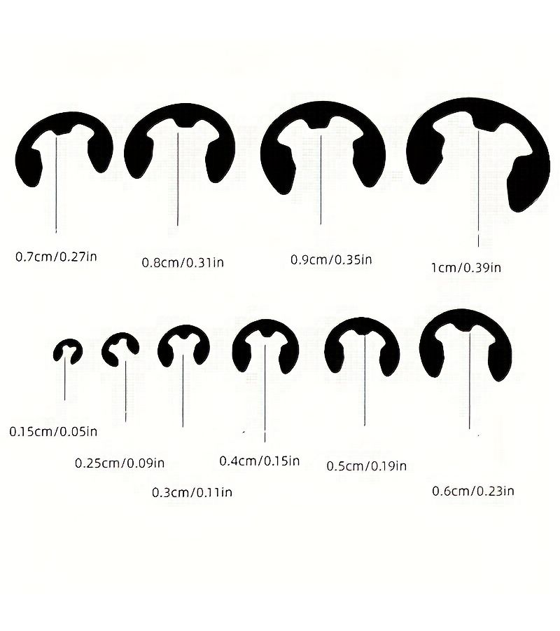 120 Pcs Carbon Steel E-Clip Retaining Ring Assortment Kit E Type Collars Precision Positioning Automotive Aerospace Machinery Manufacturing Engines Gearboxes Bearing Housings - Image 2