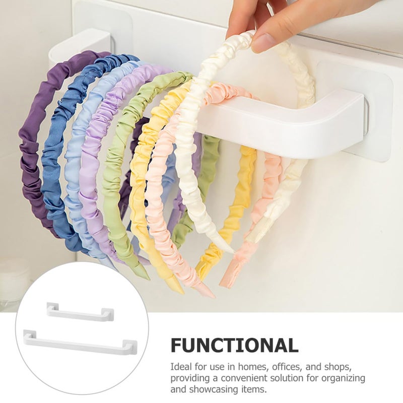 2Pcs White Wall Mounted Hairband Headband Holder Organizer with Towel Bar Bathroom Storage Rack - Image 4
