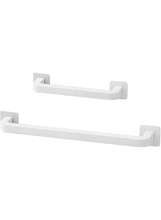 2Pcs White Wall Mounted Hairband Headband Holder Organizer with Towel Bar Bathroom Storage Rack - Image 1