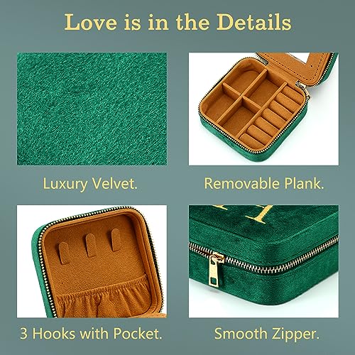 Parima Gifts for Her - Birthday & Valentine's Gifts, Personalized Jewelry Box - Travel Case with Letter H, Green - Image 4