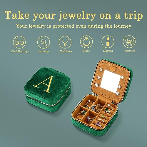 Parima Gifts for Her - Birthday & Valentine's Gifts, Personalized Jewelry Box - Travel Case with Letter H, Green - Image 3