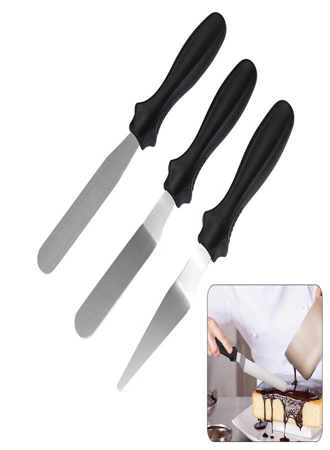 Lmoszuak 3pcs Small Icing Spatula,Lmoszuak Professional food grade stainless steel cake spatula,with Sturdy & Durable Handle Cake Spatula,Frosting smoother spatulas for cake decorating,Baking(4 inch) - Image 1