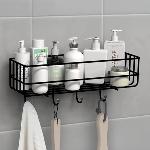 HOUZA Wall-Mounted Bathroom Rack – Self Adhesive Organizer, 𝐍𝐨 𝐃𝐫𝐢𝐥𝐥𝐢𝐧𝐠 𝐍𝐞𝐞𝐝𝐞𝐝 & Space-Saving with Lightweight, Effortless Setup (Pack of 1) - Image 1