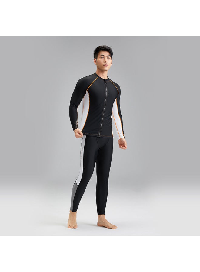 Loquat Men's Two-piece Swimsuit Outdoor Sun Protection Nylon Cardigan Surfing Suit Quick-drying Breathable Swimsuit Suit Men-Color:NY23-14 Black And White- - Image 4