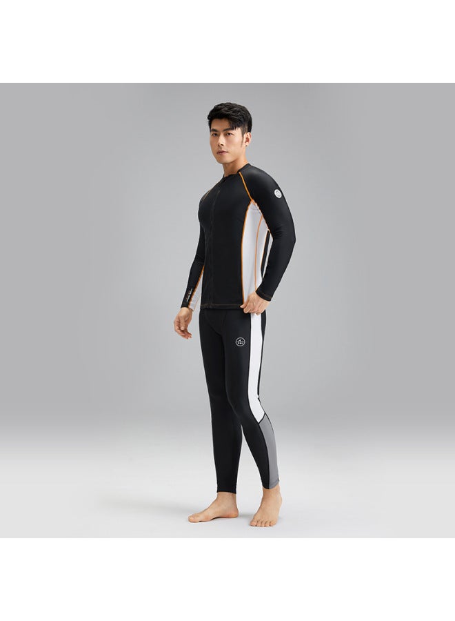 Loquat Men's Two-piece Swimsuit Outdoor Sun Protection Nylon Cardigan Surfing Suit Quick-drying Breathable Swimsuit Suit Men-Color:NY23-14 Black And White- - Image 5
