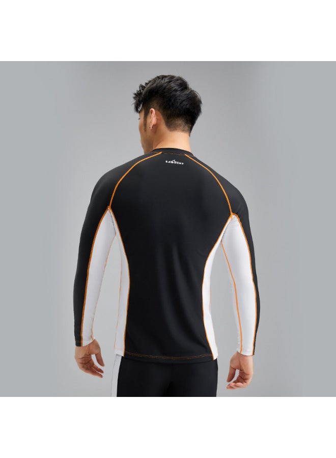 Loquat Men's Two-piece Swimsuit Outdoor Sun Protection Nylon Cardigan Surfing Suit Quick-drying Breathable Swimsuit Suit Men-Color:NY23-14 Black And White- - Image 3
