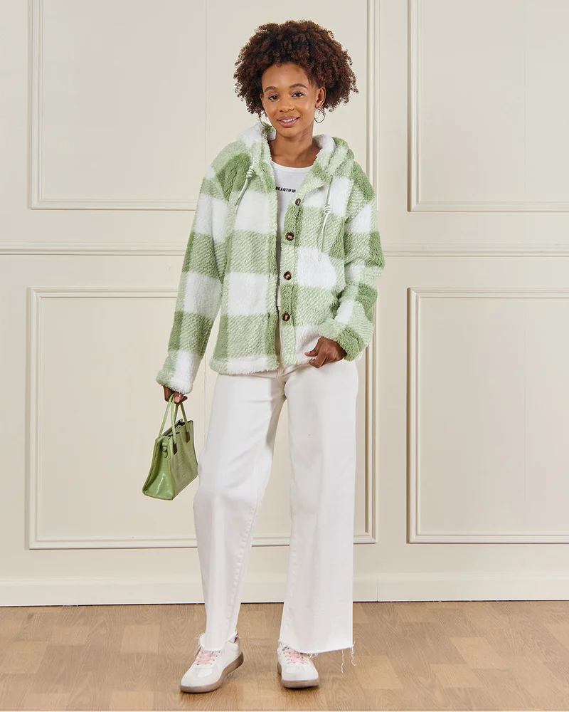 REDTAG Senior Girls Green Hooded Jacket