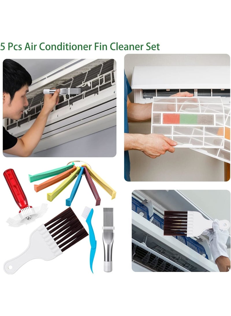 SOLARAE 5 Pcs Air Conditioner Fin Cleaner Set, 3 Different Ac Fin Comb Condenser Fin Straightener,2 Different Brush Condenser Ac Coil Cleaner Air Refrigerator Fin Cleaner Evaporator Radiator Repair Clean Tool - Image 4