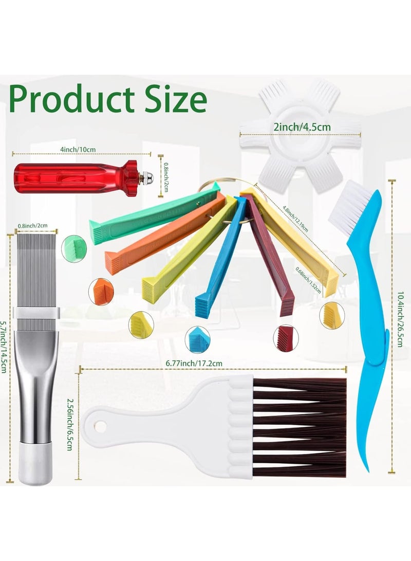 SOLARAE 5 Pcs Air Conditioner Fin Cleaner Set, 3 Different Ac Fin Comb Condenser Fin Straightener,2 Different Brush Condenser Ac Coil Cleaner Air Refrigerator Fin Cleaner Evaporator Radiator Repair Clean Tool - Image 5