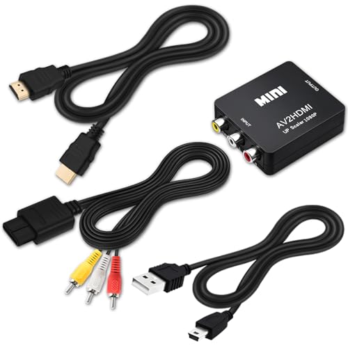 COMeap AV to HDMI Converter, N64 AV Cable for Nintendo 64 / Gamecube/Super Nintendo SNES, RCA to HDMI Converter with USB Power and HDMI 4K Cable, Support TV with RCA or HDMI Input 6FT(1.8M) - Image 1