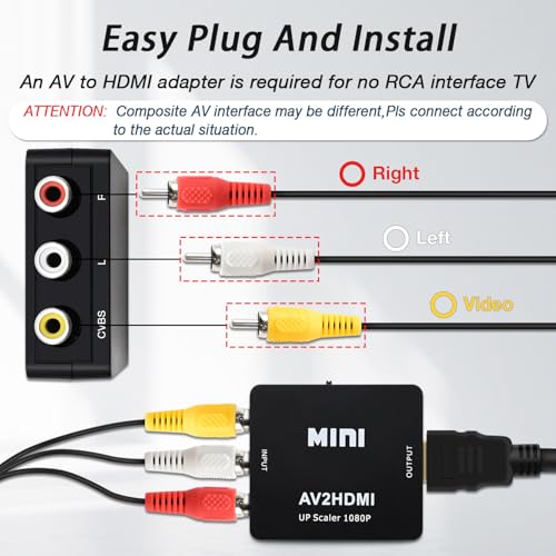 COMeap AV to HDMI Converter, N64 AV Cable for Nintendo 64 / Gamecube/Super Nintendo SNES, RCA to HDMI Converter with USB Power and HDMI 4K Cable, Support TV with RCA or HDMI Input 6FT(1.8M) - Image 4