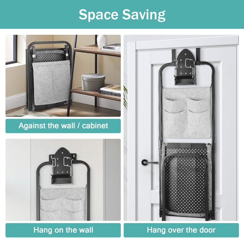 Seiritex Over The Door Ironing Board 14x42 inches with Iron Holder and Pocket Storage Bag, Hanging Iron Board for Home Laundry Room, Black - Image 5