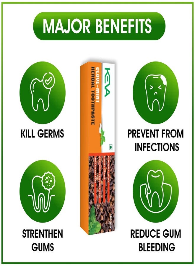 Keva Clove Mint Toothpaste : Tightens Gums, Fights Germs, Artificial Flavour Free, Triclosan Free : 100gms - Pack of 12 - Image 2