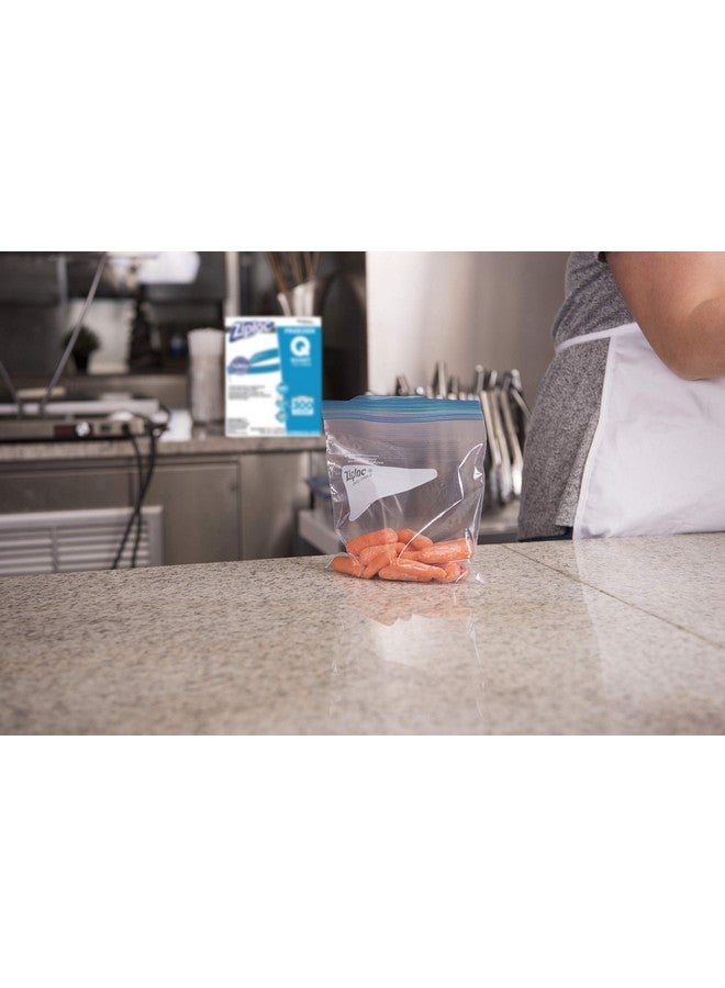 SC Johnson Professional Ziploc 696187 Double Zipper Freezer Bags, 1qt, 2.7mil, 7 x 7 3/4, Clear w/Label, 300/Carton - Image 2