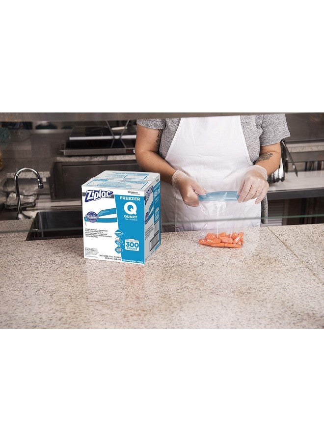 SC Johnson Professional Ziploc 696187 Double Zipper Freezer Bags, 1qt, 2.7mil, 7 x 7 3/4, Clear w/Label, 300/Carton - Image 3