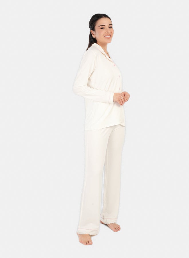 Carina Viscose Contrast Piping Pyjama Set - Image 2