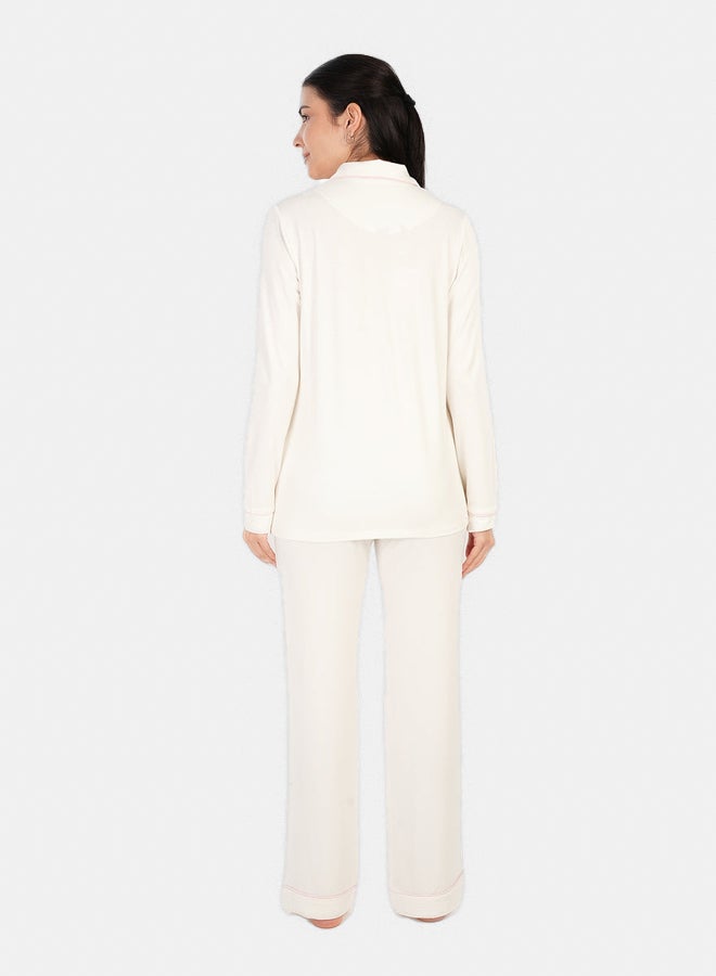 Carina Viscose Contrast Piping Pyjama Set - Image 3