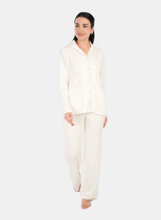 Carina Viscose Contrast Piping Pyjama Set - Image 1