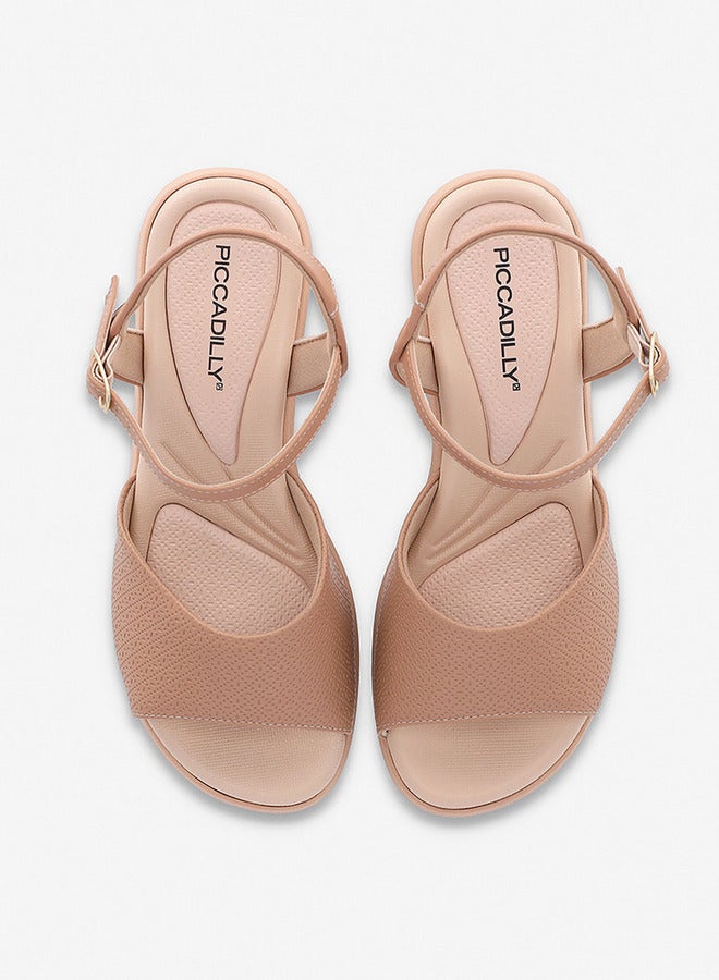 Piccadilly صنادل كعب ويدج مفتوحة الأصابع للنساء بتصميم محكم مع إغلاق بحزام - Image 3