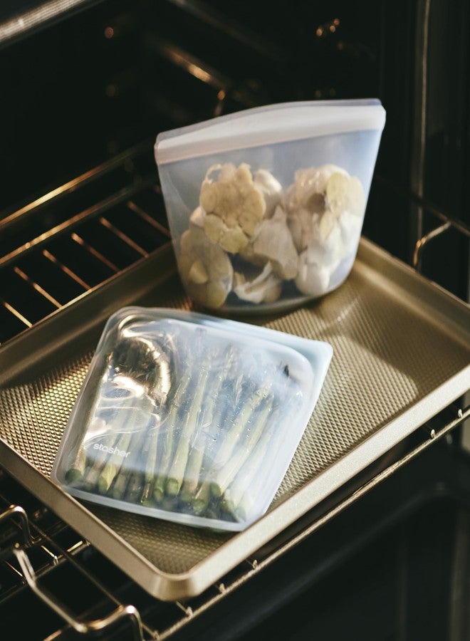 ستاشر كيس تخزين طعام سيليكون ممتاز قابل لإعادة الاستخدام من ستاشر، سعة ربع جالون، شفاف، آمن للاستخدام في الميكروويف، والطهي بتقنية السو-فيد، وغسالة الصحون، والفرن، والفريزر، خالٍ من مادة BPA، مانع للتسرب، صديق للبيئة، سعة 64 أونصة. - Image 3